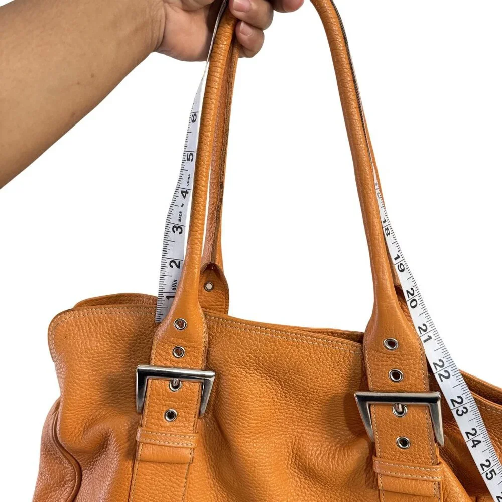 Suarez Made in Italy Cognac Pebbled Leather Shoulder Women’s Tote Bag - Picture 8 of 11